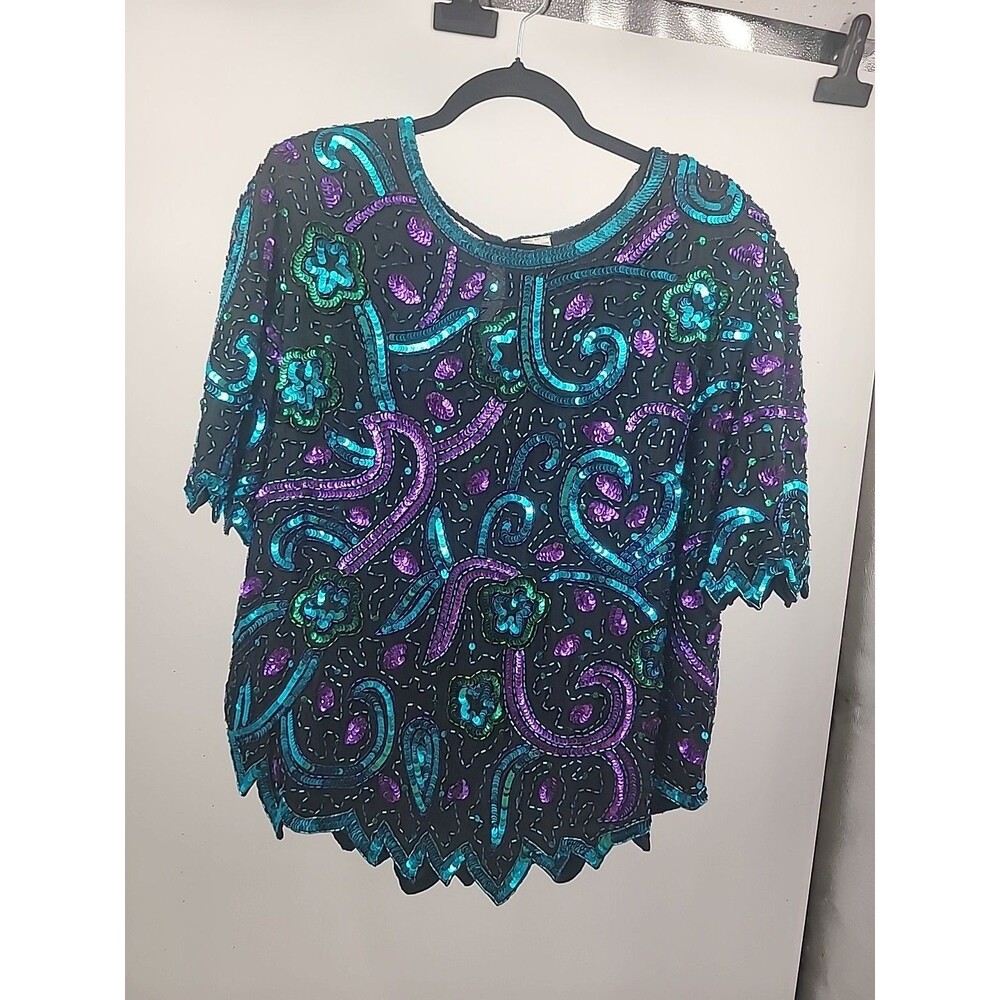 VTG Lauren Kazar Sequined Top Sz 1X Costume Cosplay Party Event Evening Wedding